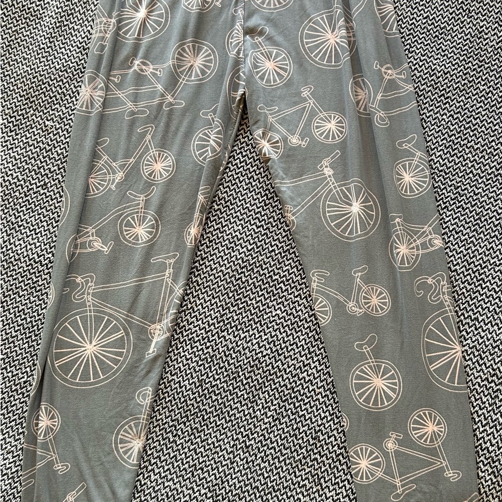 Agnes & Dora Kids Leggings with Bicycle Print - Gray and White